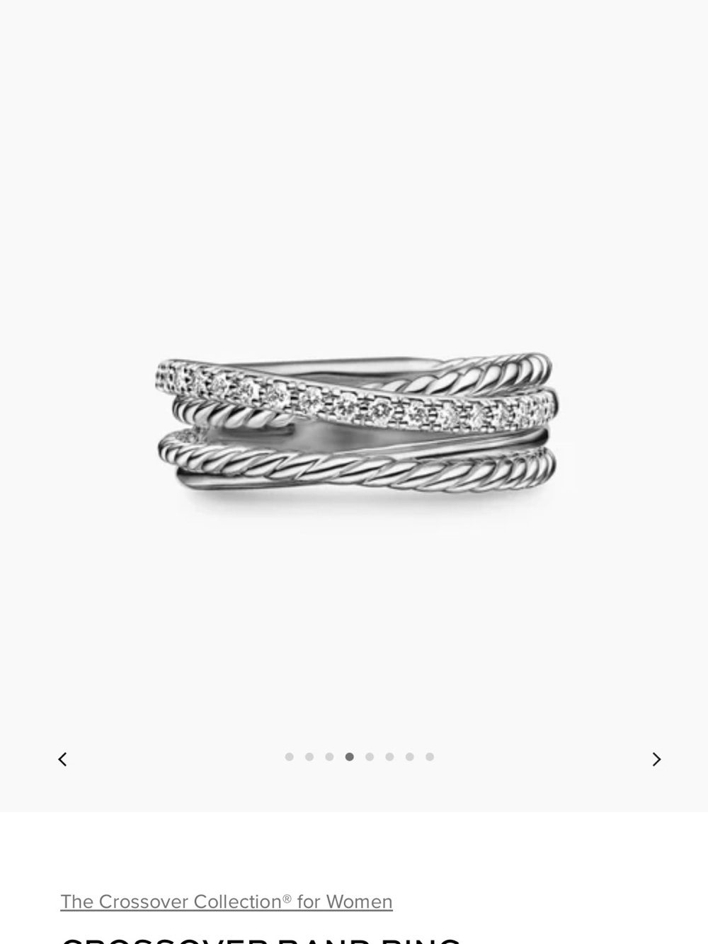 David Yurman Sterling Silver Crossover Rope Ring - Silver